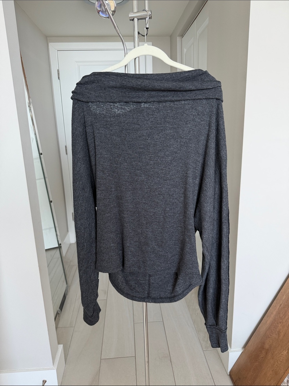 We The Free Off-the-Shoulder Long Sleeve Tunic Sweater — Charcoal Gray